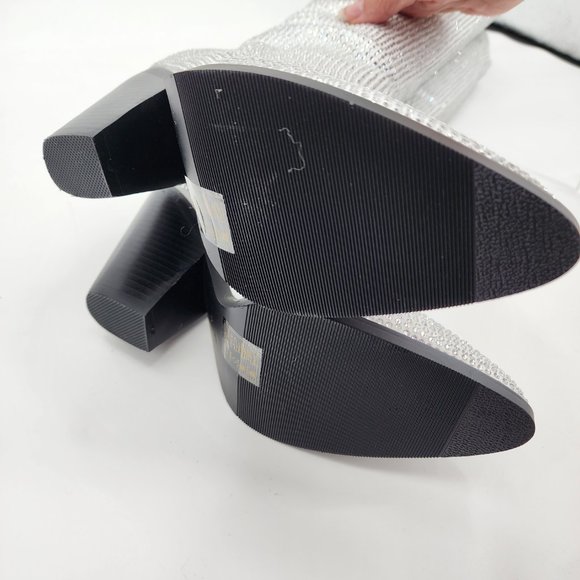 AZALEA WANG Nash Crystal Knee High Cowboy Boots White 6-10 NWT - Picture 12 of 12